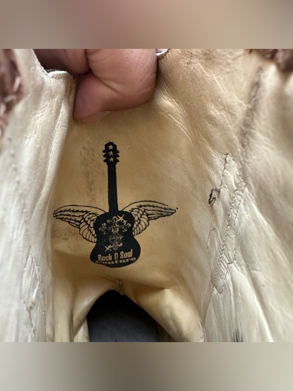 Rock N Soul Couture Embroidered Copper Leather Cowboy Boots Turquoise Accents - Picture 10 of 11